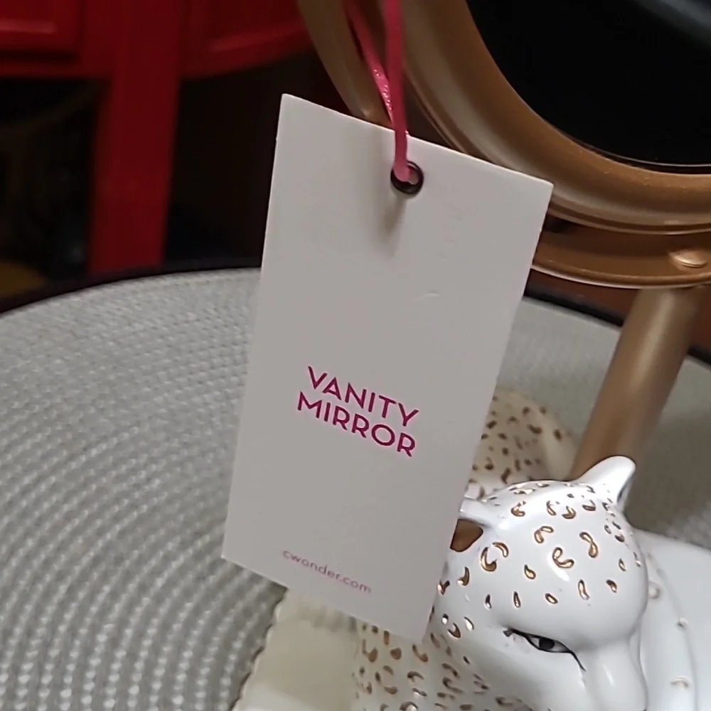 C. WONDER Gold and White Leopard Vanity Mirror